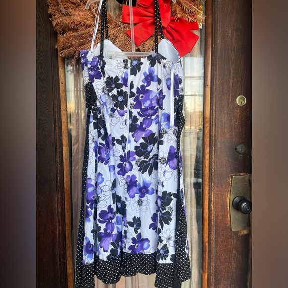 EUC Beautiful Spring Floral Polka Dot Spaghetti Strap Flower Dress Size 3X Plus - Picture 2 of 3